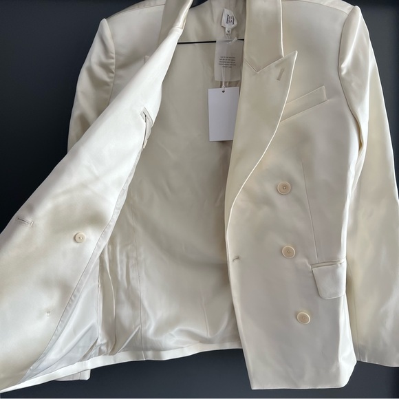 Helsa Heavy Satin Double Breasted Jacket in Bone Size XS NEW! New with tags! - Picture 7 of 12